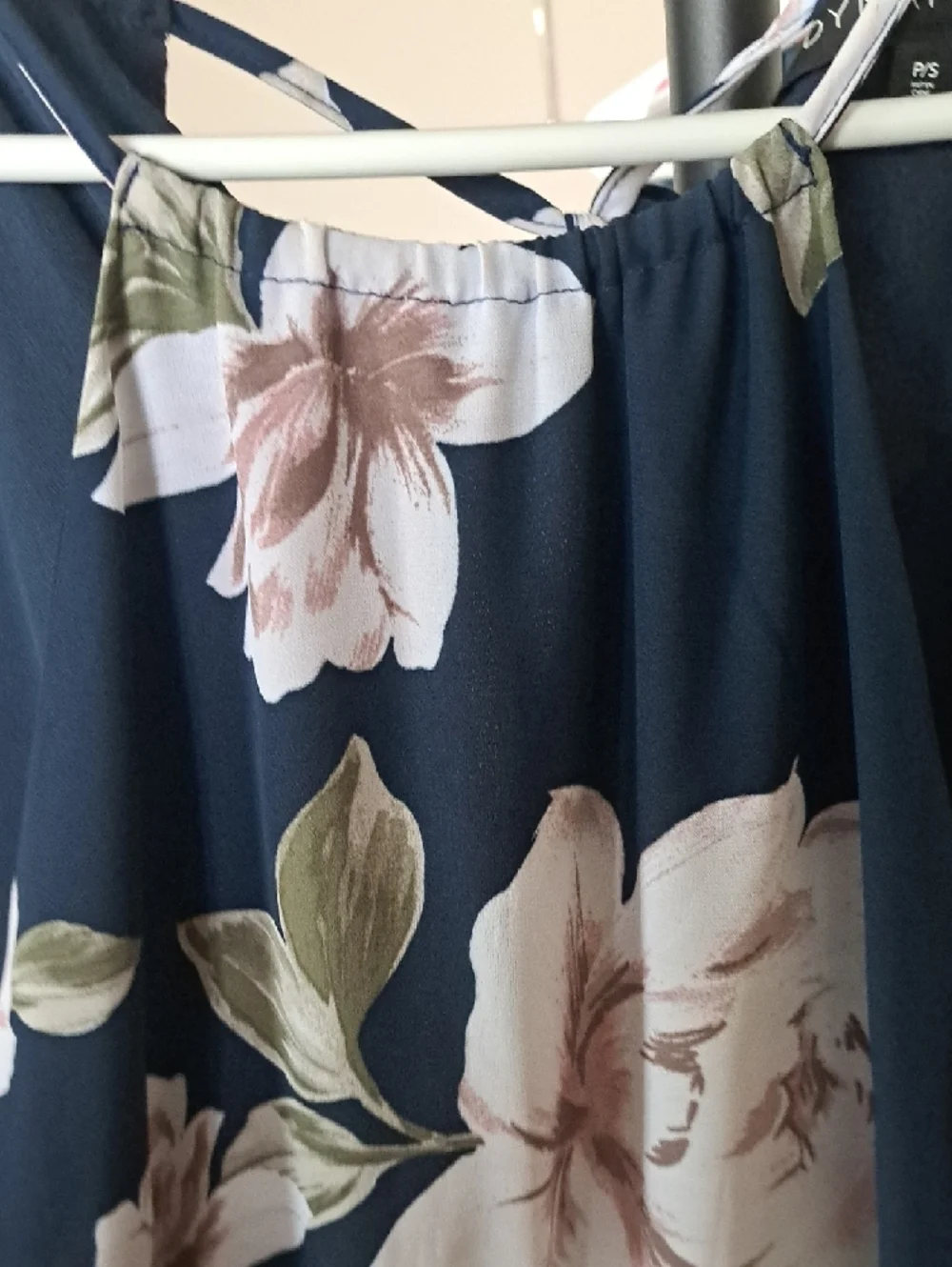 Dynamite Navy Floral Halter Midi Dress with White & Green Blooms - Picture 6 of 6